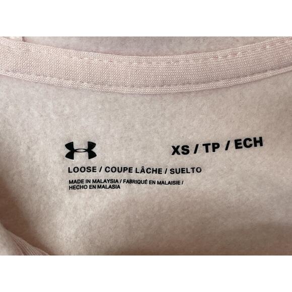 Under Armour Hoodie Womens XS Pink Rival Fleece Mesh Logo Pullover Sweatshirt - Picture 6 of 11
